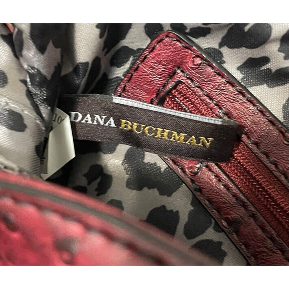 Red Vegan Leather Purse W / Leopard Interior Print Dana Buchman NWOT - Picture 8 of 11